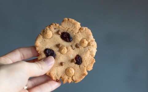 Recept na nízkosacharidové cookies s bielou čokoládou a brusnicami